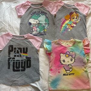 Jumping Beans Character T-Shirt Bundle Pink Gray Rainbow